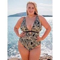 Curvy Kate Reversible Swimsuit Multiway Ripple Reef Womens Black Print DD/E-J/JJ