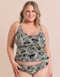 Curvy Kate Tankini Top Multiway Ripple Reef Womens Swim Black Print DD/E-J/JJ