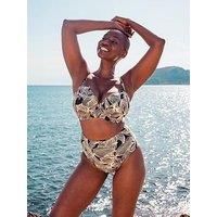 Curvy Kate High Waist Bikini Brief Ripple Reef Womens Swimwear Black Print S-2XL