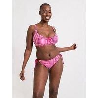 Curvy Kate Holiday Check Tie-Side Bikini Brief - Raspberry Pink