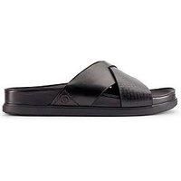 Clarks Men/'s Torford Cross Slide Sandal, Black Leather, 7 UK