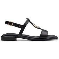 Clarks Ariany Sling Leather Flat Sandal - Black