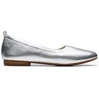 Clarks Women/'s Fawna Soft Ballet Flat, Silver Metallic, 8 UK