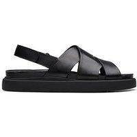 Aristella Sun Black Leather Flat Sandals