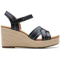 Sabina Strap Black Leather Wedges