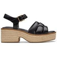 Ladies Clarks Rope Wrapped Platform Wedge Leather Sandals - Coledale Strap