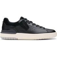 Clarks Mens Courtlite2 Run Black Leather Trainers