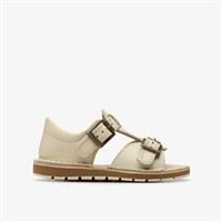 Clarks Girls Playsun RF Toddler Off White Leather Flat Sandals