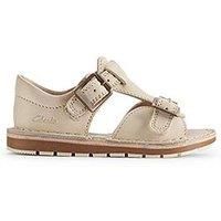 Clarks Girls Playsun RF Toddler Off White Leather Flat Sandals
