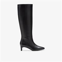 Clarks Edina Tall Leather Boots In Black Size 4
