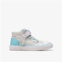 Clarks Girls Foxing Wish Hi Toddler Silver Fabric Ankle Boots