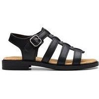 Trivanni Lux Black Leather Flat Sandals