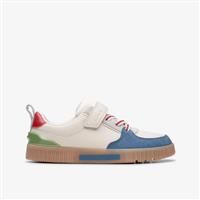 Clarks Boys Oslo Vibe Kid White/Blue Trainers