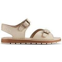 Clarks Girls Playsun Kid Off White Leather Flat Sandals