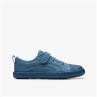 Clarks FoxingStitchK Sneaker, Blue Fabric, 1 UK