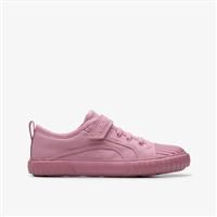 Clarks Girls Foxing Stitch Kid Pink Fabric Canvas