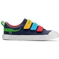 Clarks Foxing Ace K Boys Navy Crocodile Canvas Shoe