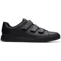 Clarks Mens Romsey Strap Black Leather Trainers