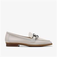 Clarks Womens Sarafyna Iris Off White Leather Loafers