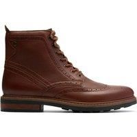 Clarks Mens Newford Lace Boot Mid Tan Leather Lace Up,Ankle Boots