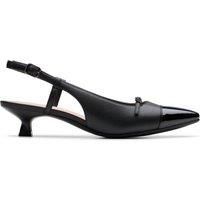 Clarks Womens Scarlyt Rowan Black Leather Heels,Sling Back
