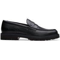 Clarks Mens Berwick Lo Black Leather Slip Ons