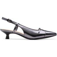 Clarks Women's Scarlyt Rowan Dark Pewter Metallic Sling Back, Heels in Grey | Size: 4.5-Standard Fit