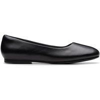 Clarks Womens Livia Lily Black Leather Ballet Pumps,Slip Ons