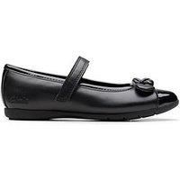 Clarks Girls Dance Beam Kid Black School Shoes,Riptape,Mary Jane