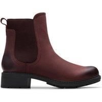 Clarks Womens Hearth Top Wine Ankle Boots