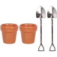 Something Different Plant Pot Egg Cup Set / One Size Brown/Silver SD5158