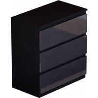 Vida Designs Glinton 3 Drawer Chest - Black, Black