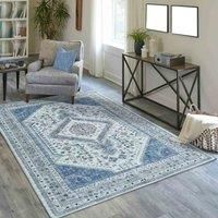 Vernal Senglea Machine washable, Non Shedding, Non Slip Area Rug for Living Room, Bedroom, Dining Room, Hallway, Kitchen, Pet Friendly, Blue, Grey & Cream, 170 cm X 240 cm