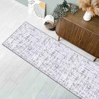 Vernal Evia Machine washable, Non Shedding, Non Slip Area Runner for Living Room, Bedroom, Dining Room, Hallway, Kitchen, Pet Friendly, Grey & White, 76 cm X 243 cm