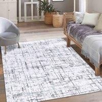 Vernal Evia Machine washable, Non Shedding, Non Slip Area Runner for Living Room, Bedroom, Dining Room, Hallway, Kitchen, Pet Friendly, Grey & White, 152 cm X 213 cm