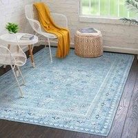 Vernal Adora Machine washable, Non Shedding, Non Slip Area Rug for Living Room, Bedroom, Dining Room, Hallway, Kitchen, Pet Friendly, Pacific Blue, Sea Blue & White, 170 cm X 240 cm