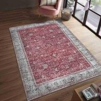 Vernal Inge Machine washable, Non Shedding, Non Slip Area Rug for Living Room, Bedroom, Dining Room, Hallway, Kitchen, Pet Friendly, Rust & Beige, 152 cm X 213 cm