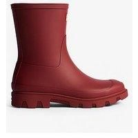 Hunter Downpour Short Wellington Boot-Dark Red