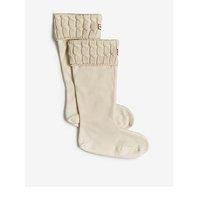 Hunter 6 Stitch Cable Tall Boot Socks - White