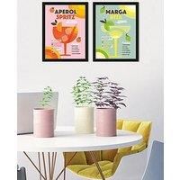 Pyramid International Dominique Vari Aperol Spritz Margarita Set Of 2 Framed Art 30X40Cms, Multi
