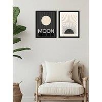 Pyramid International Rose Feist The P Studio Moon Woodblock Sun Set Of 2 Framed Art 30X40Cms, Multi