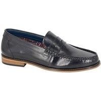 Roamers Mens Leather Hi Shine Saddle Loafers DF2365