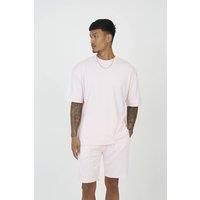 BRAVE SOUL Mens Matching T-Shirt and Shorts Set Summer Outfit with Short Sleeves, Ideal for Casual, Gym, or Holiday Wear, Pink Colour, Size- L
