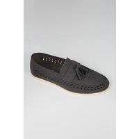 Brave Soul Men's Faux Leather Woven Loafers in Grey | Size: 11