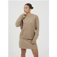 Brave Soul Women's Knitted Jumper & Mini Skirt Set in Taupe | Size: Medium