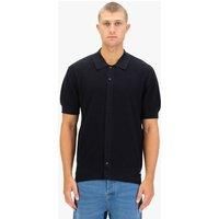 Luke 1977 Men's Dalwood Button Through Knitted Polo in Black | Size: XL