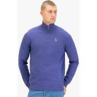 Luke 1977 Men's Pretender Quarter Zip Knitted Jumper in Purple | Size: 2XL