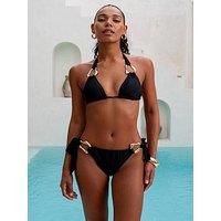 Moda Minx Iregular Hoop Tie Side Full Brief Bottom - Black