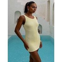 Moda Minx Scrunch Mini Dress With Scoop Back - Lemon
