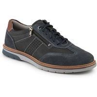 Pavers Men's Leather Wide-Fit Dual-Fasten Trainers in Navy | Size: 7